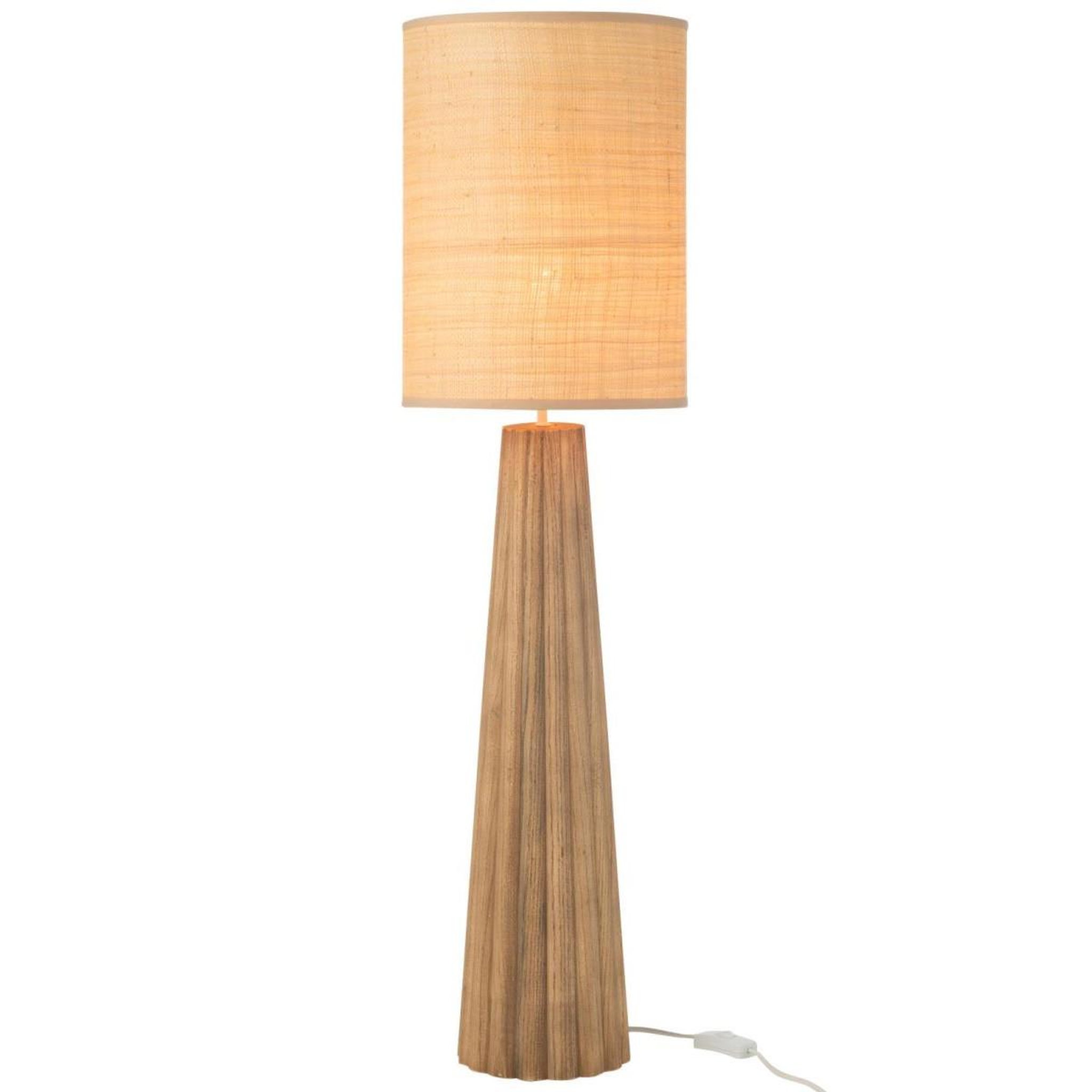 Voir la diapositive 2 : J-LINE Lampe à poser parapluie en bois  ailanthus  100cm naturel