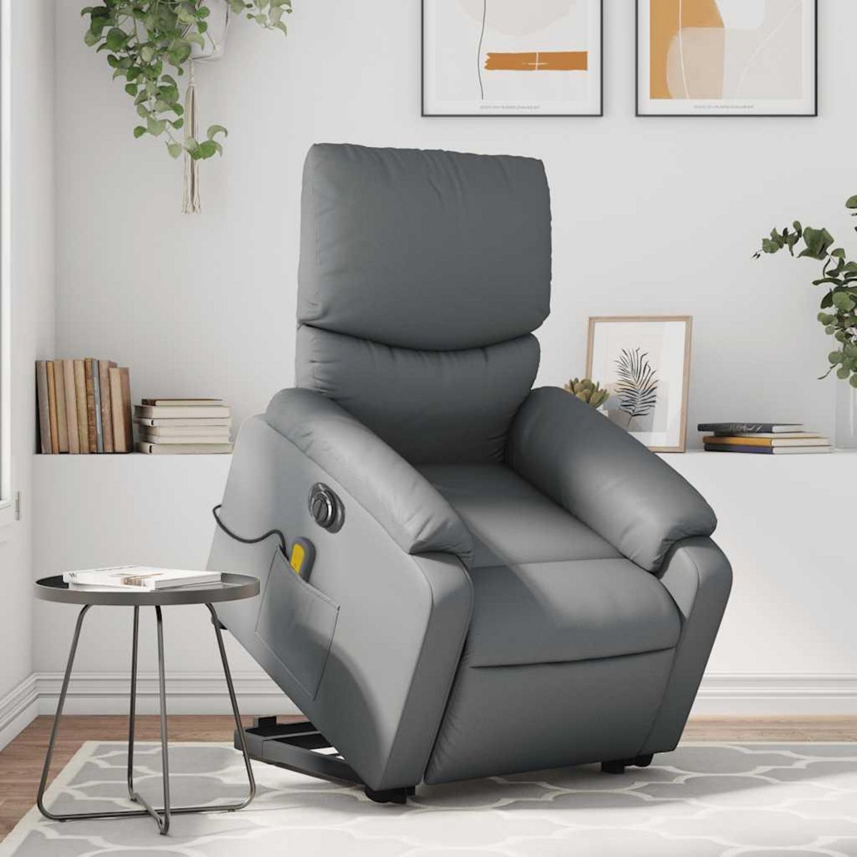 VIDAXL Fauteuil inclinable de massage electrique gris similicuir