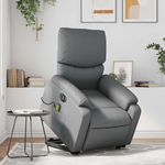 VIDAXL Fauteuil inclinable de massage electrique gris similicuir