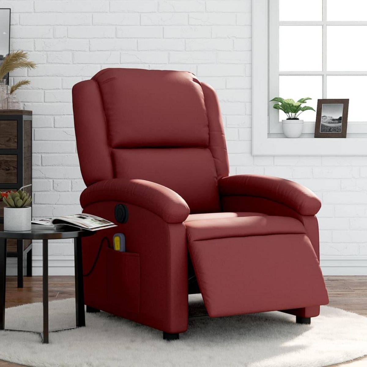 VIDAXL Fauteuil de massage inclinable electrique rouge bordeaux