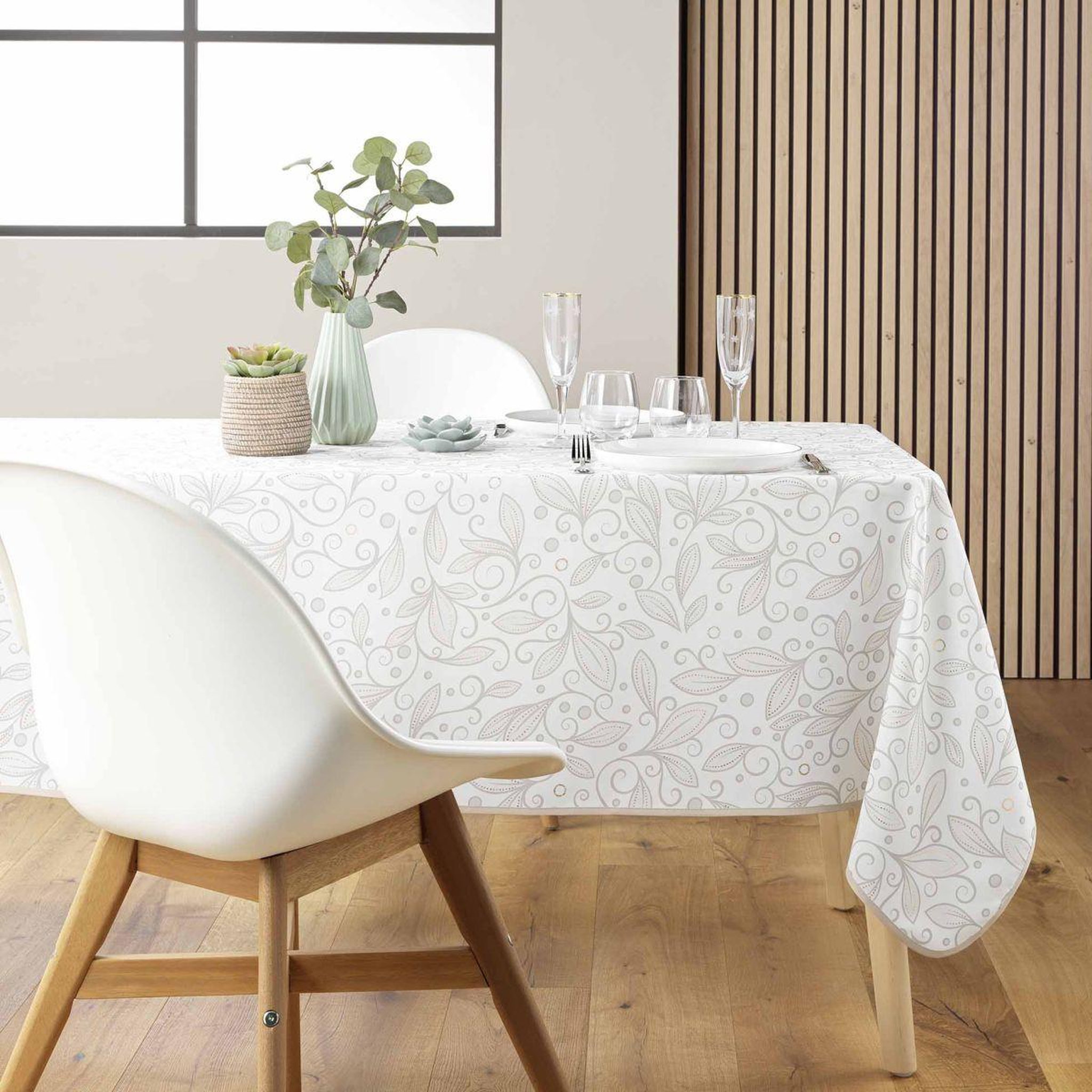 Voir la diapositive 4 : Douceur d'Intérieur Nappe antitache imprimé  leya  145x240cm naturel