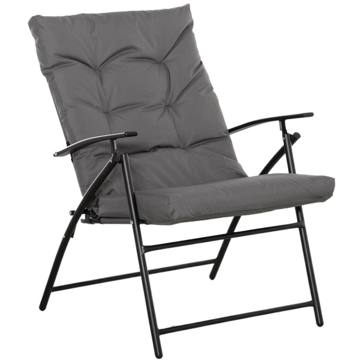 OUTSUNNY Chaise de camping pêche pliable portable haut dossier inclinable épais coussin matelassé inclus gris