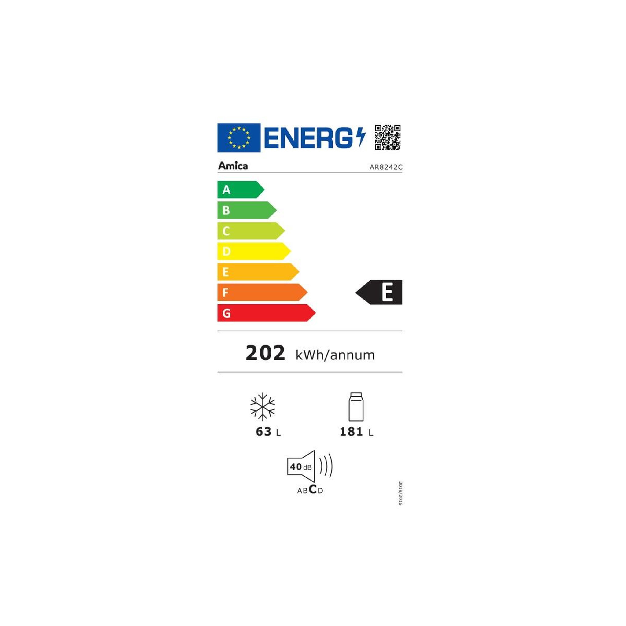 Voir la diapositive 2 : Amica Réfrigérateur combiné 55cm 244l statique - AR8242C
