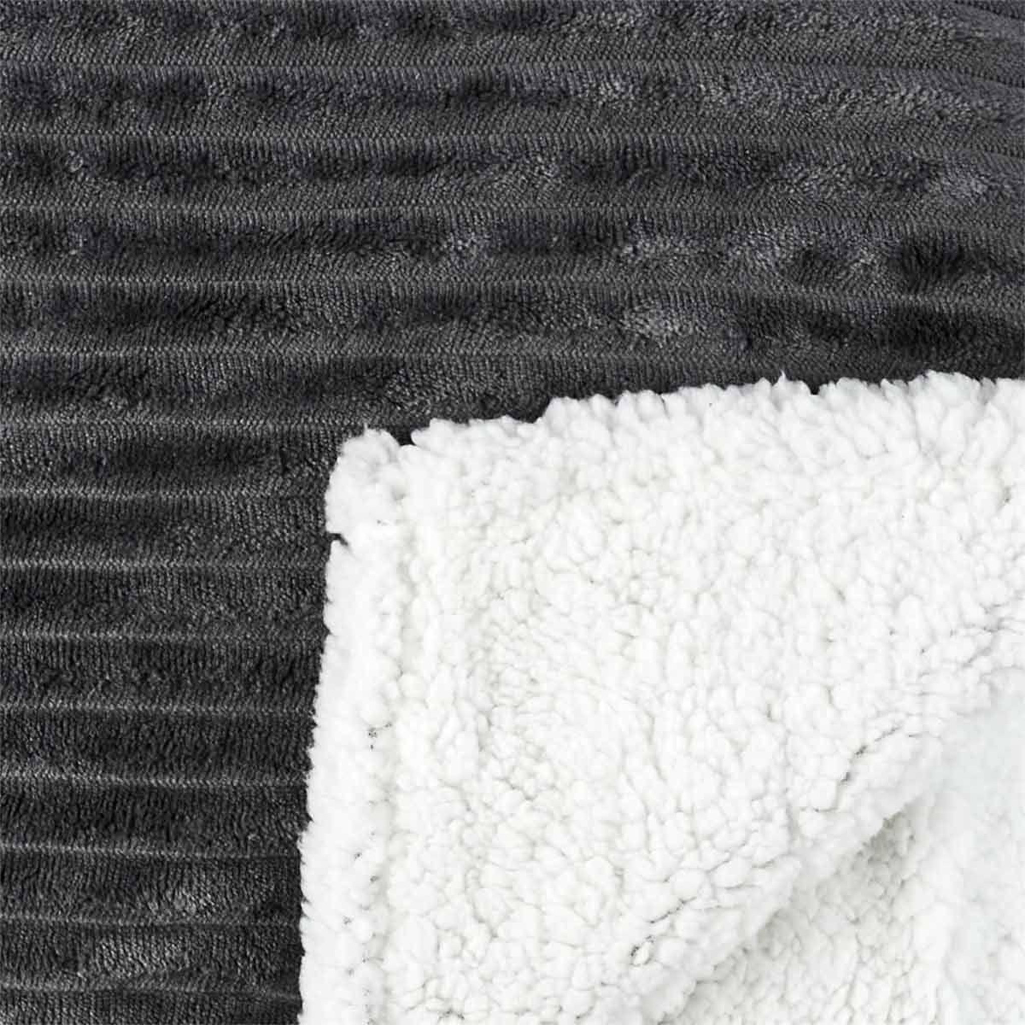 Voir la diapositive 3 : The Home Deco Factory Plaid flanelle côtelé  sherpa  180x220cm gris