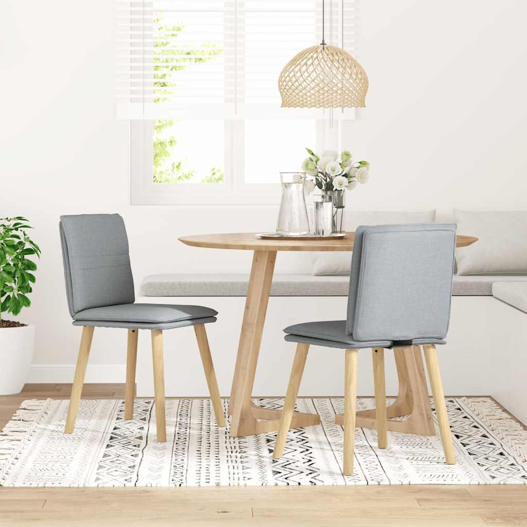 Voir la diapositive 2 : VIDAXL Chaises a manger lot de 2 gris clair tissu