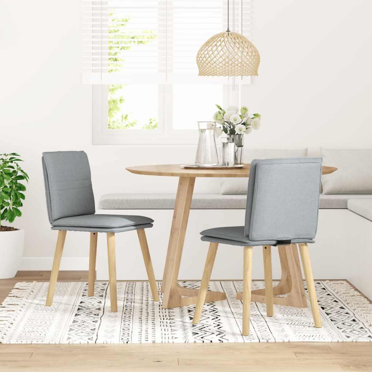 VIDAXL Chaises a manger lot de 2 gris clair tissu