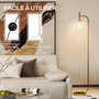 Voir la diapositive 4 : HOMCOM Lampadaire sur pied style rétro H.153 cm piètement mât métal doré abat-jour verre texturé