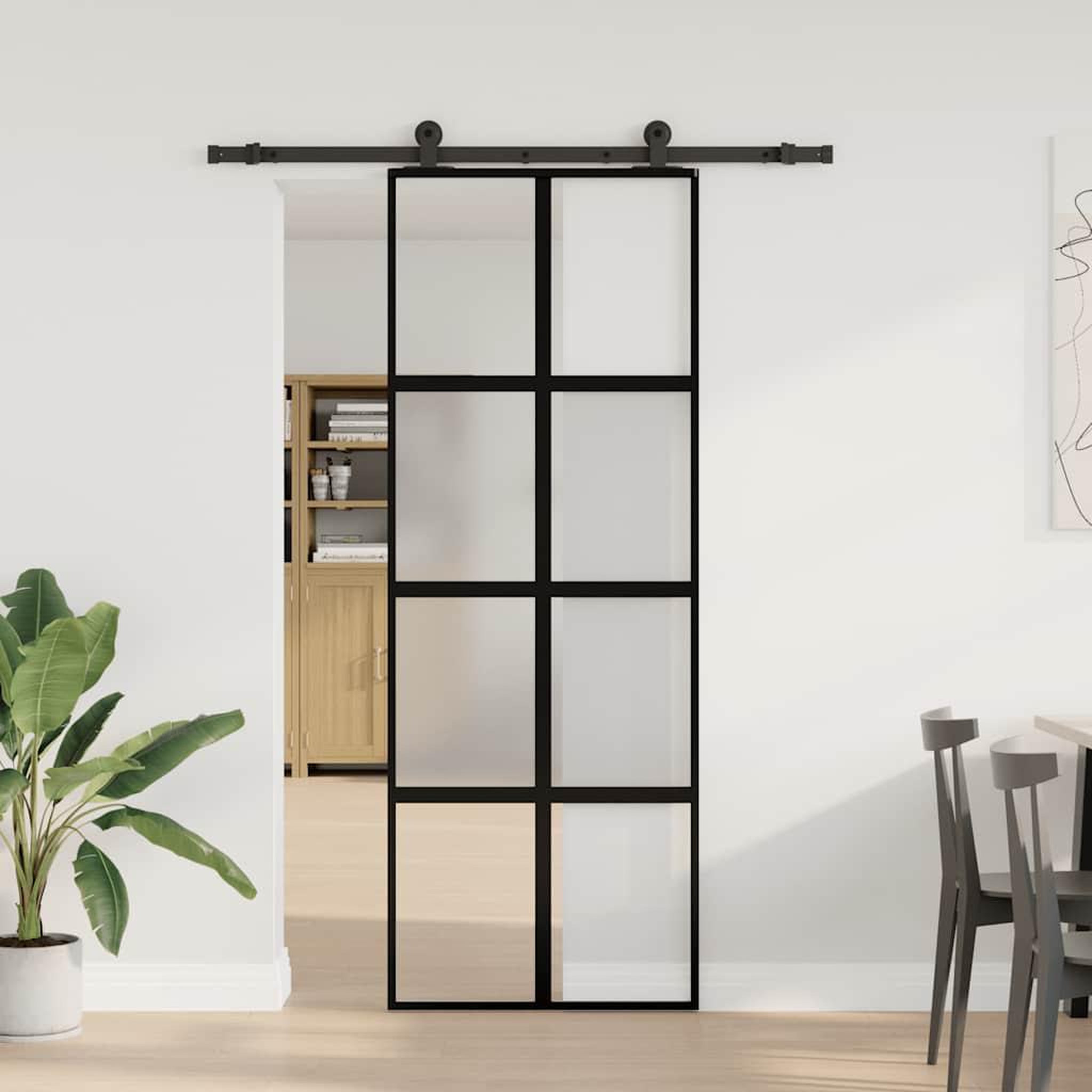 Voir la diapositive 2 : VIDAXL Porte coulissante kit de quincaillerie trempe verre aluminium