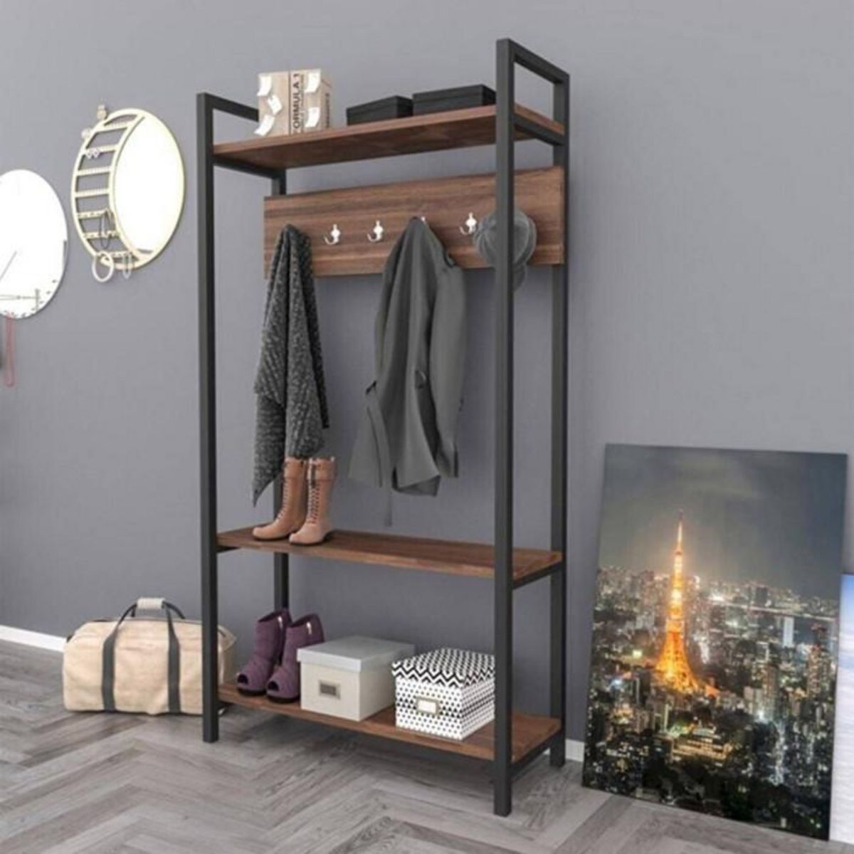 Paris Prix Meuble d'Entrée Vestiaire  Sicaret  180cm Chêne