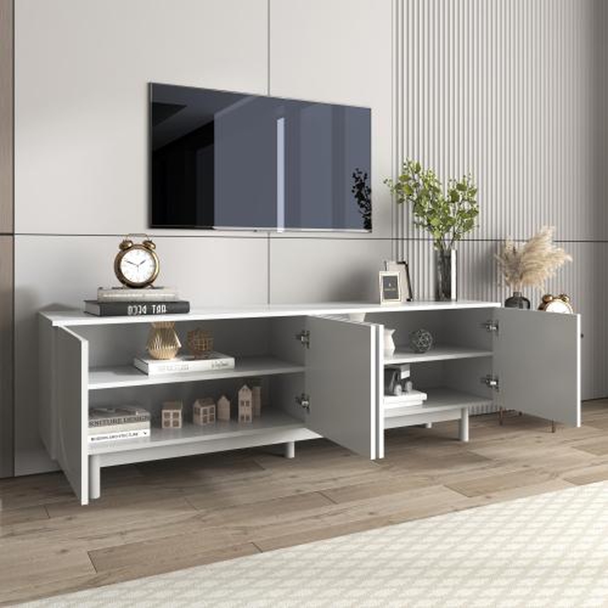 Voir la diapositive 5 : MERAX Meuble tv blanc 175 cm panneau de particules