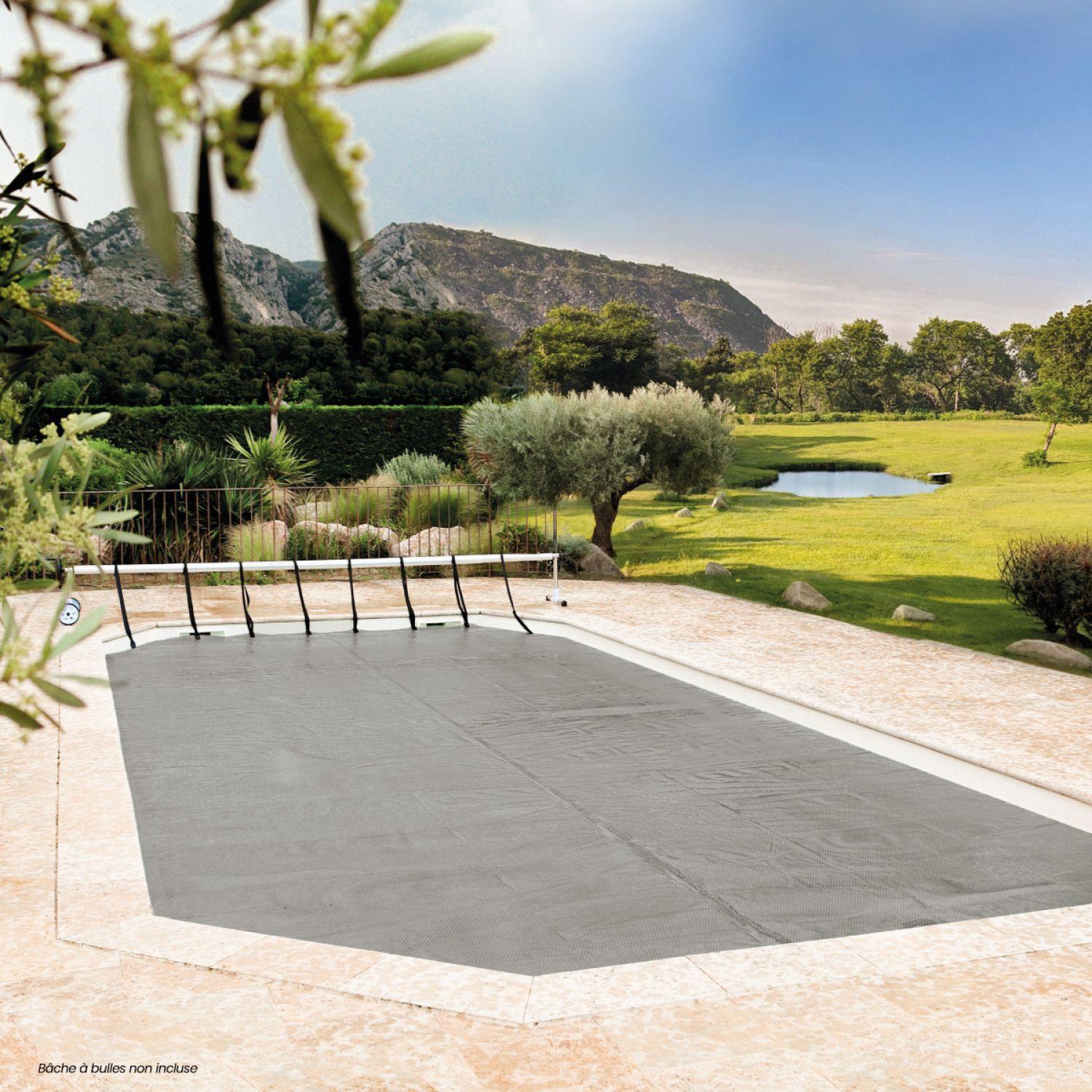 Voir la diapositive 6 : LINXOR Enrouleur de bâche à bulles pour piscine extensible de 1 m à 6 m + Système d'attache