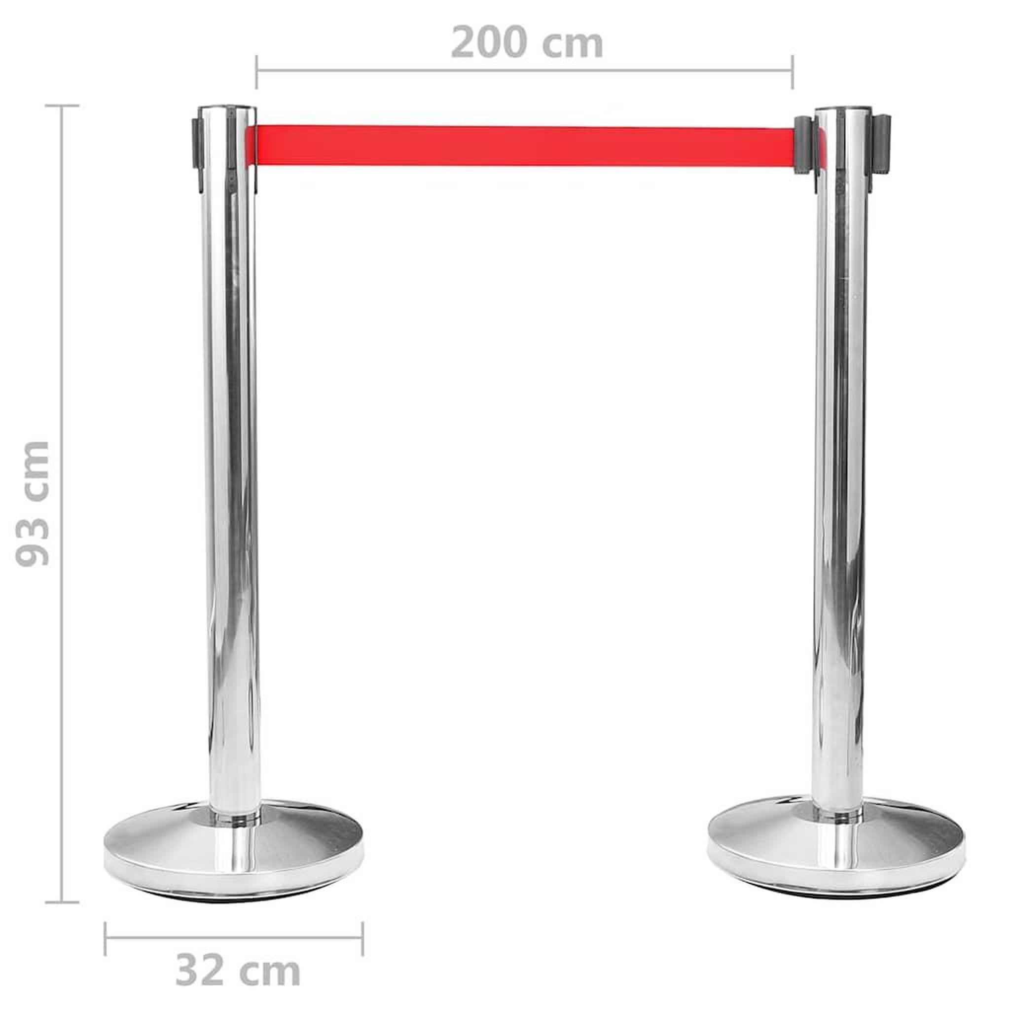 Voir la diapositive 6 : VIDAXL Colonnes avec bandes 4 pcs barriere d'aeroport inox argente