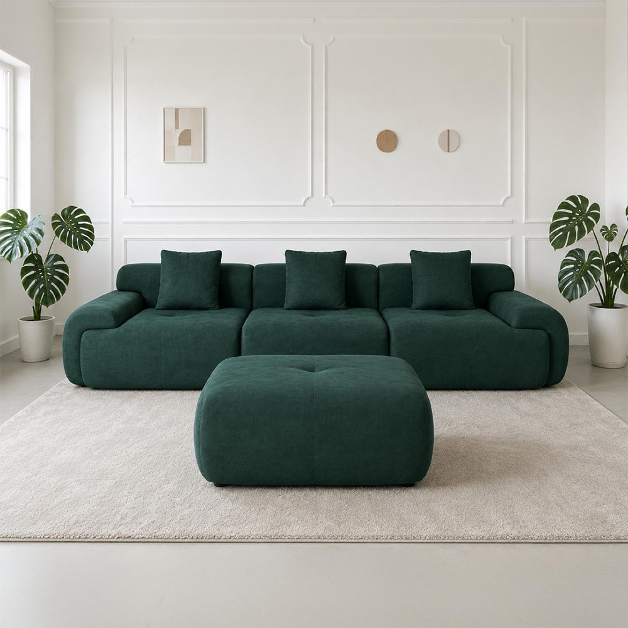 Voir la diapositive 6 : CONCEPT USINE Canapé compressé modulable en tissu chenille vert foncé 4-5 places sheffield