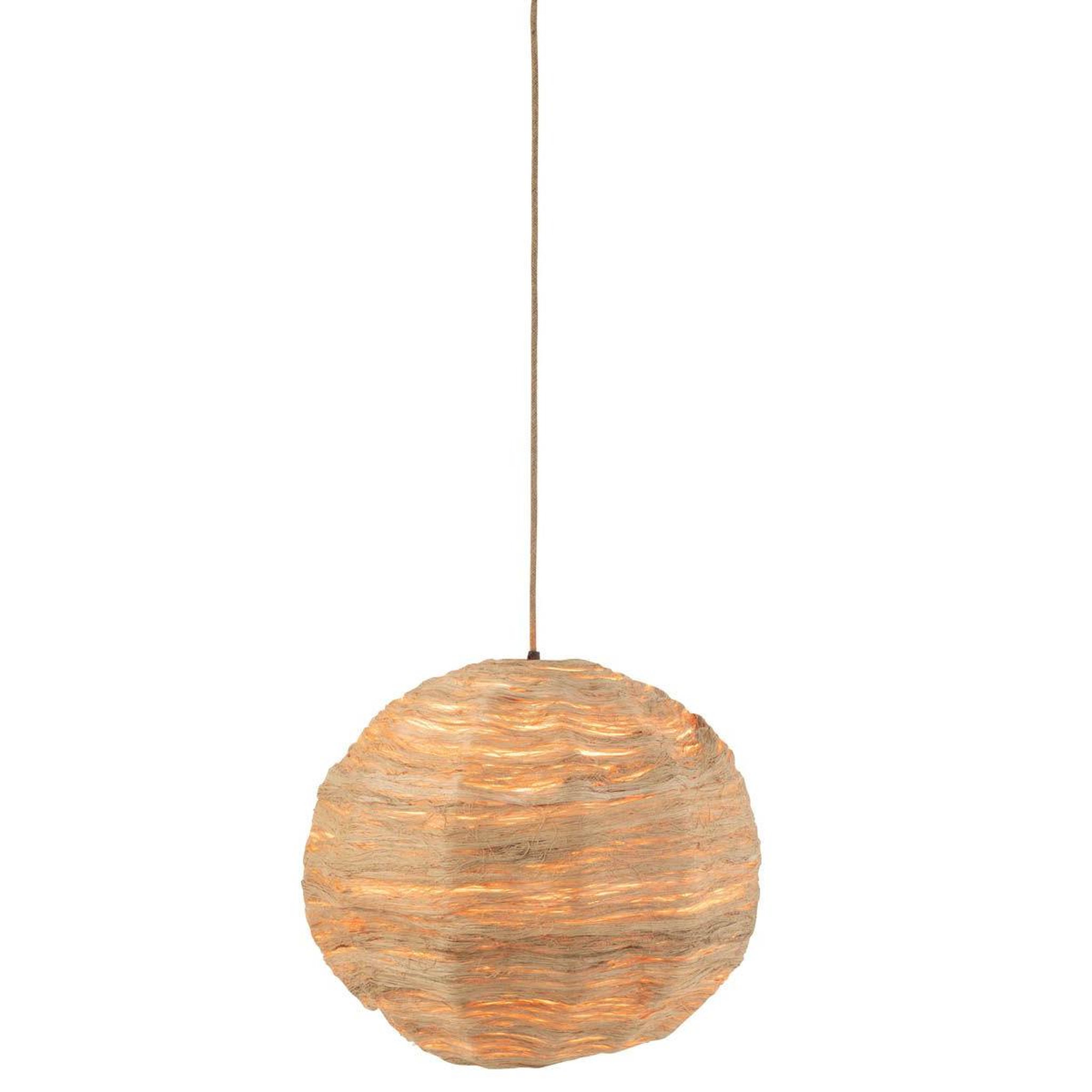 Voir la diapositive 3 : J-LINE Lampe Suspension Boule  Feuille  50cm Naturel
