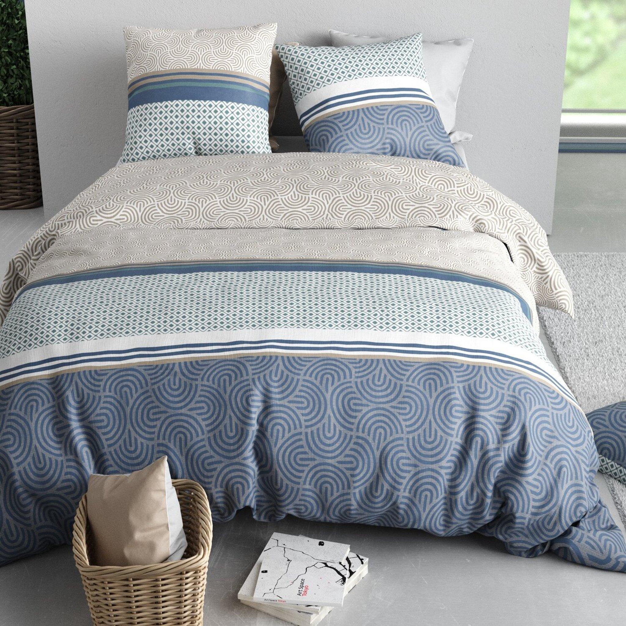 Voir la diapositive 3 : ATELIER DU COTON Parure housse de couette 100% coton 57fils canopee