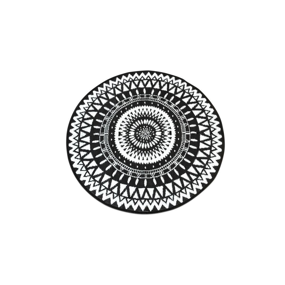 Inkazen Tapis extérieur rond - 150cm - Noir - MAORI