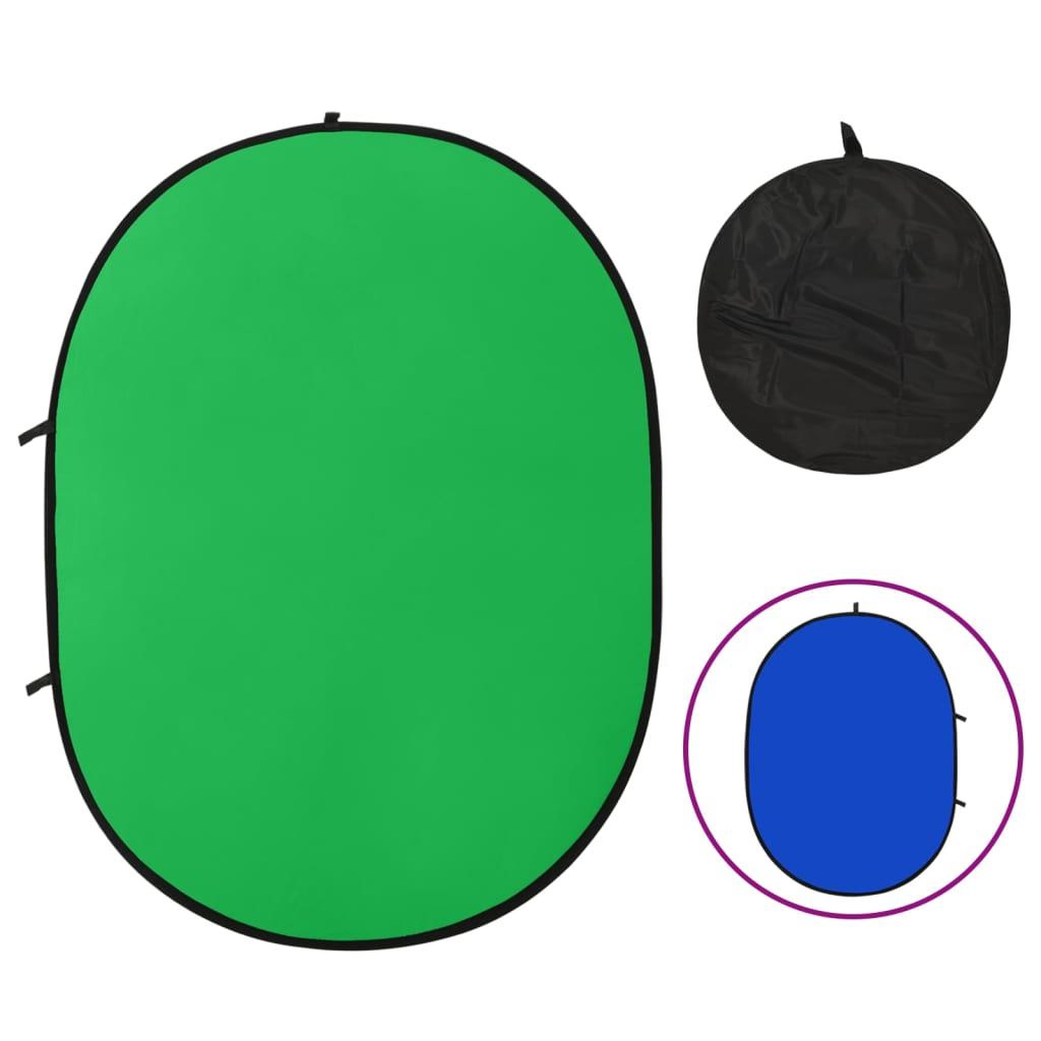 Voir la diapositive 1 : VIDAXL Ecran de fond de studio ovale 2 en 1 Vert et bleu 200x150 cm