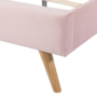 Voir la diapositive 3 : ID MARKET Lit double scandinave OSLO avec tête de lit et sommier 140 x 190 cm tissu rose clair effet velours