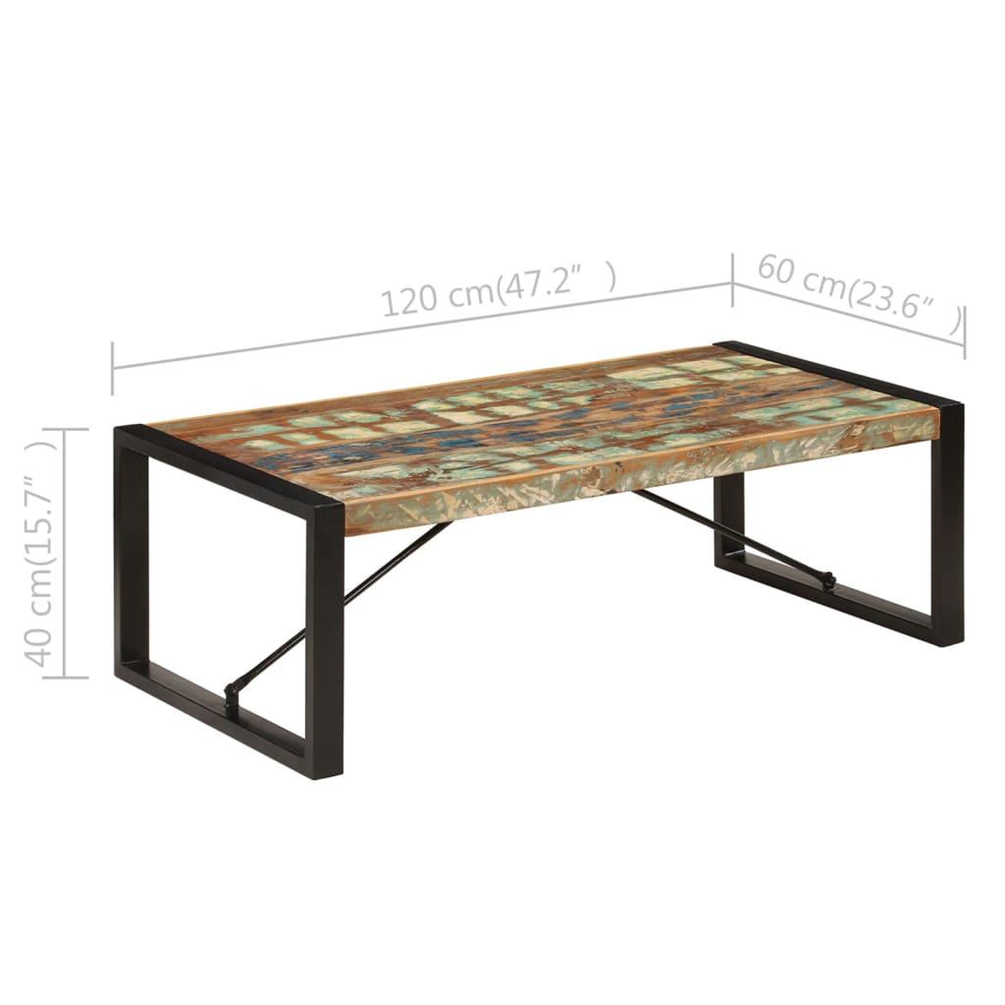 Voir la diapositive 6 : VIDAXL Table basse 120x60x40 cm bois de recuperation solide