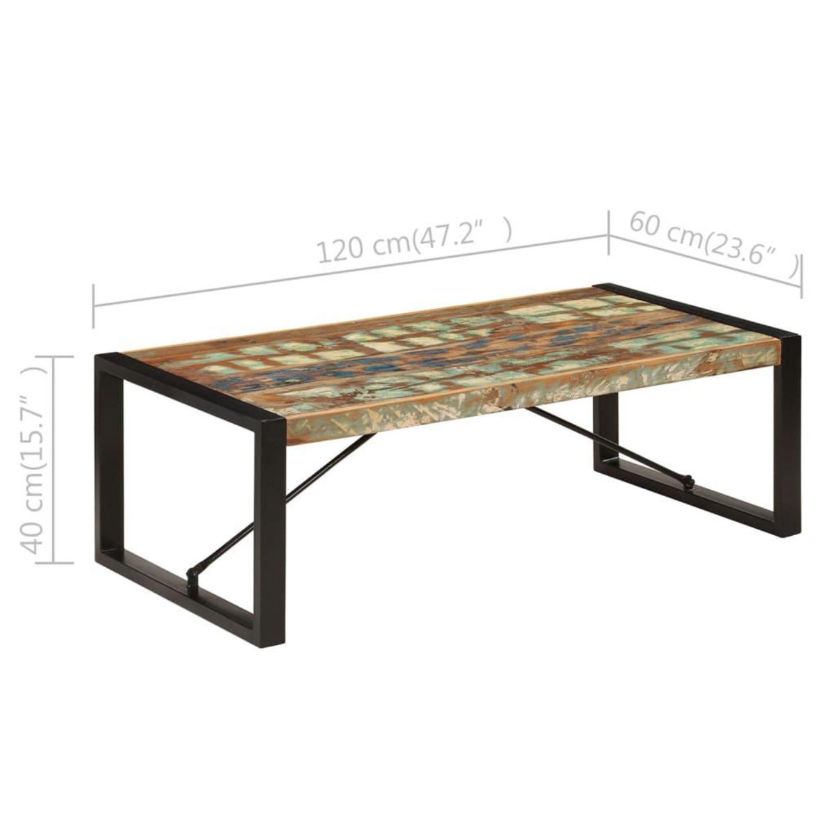 VIDAXL Table basse 120x60x40 cm Bois de recuperation solide