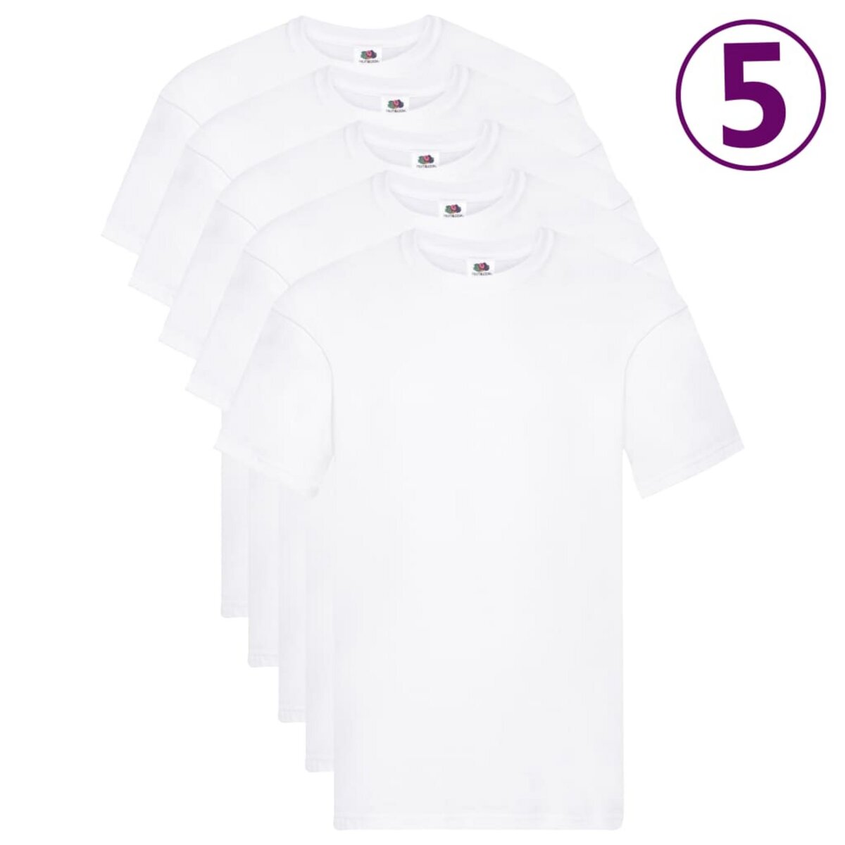  Fruit of the Loom T-shirts originaux 5 pcs Blanc XXL Coton