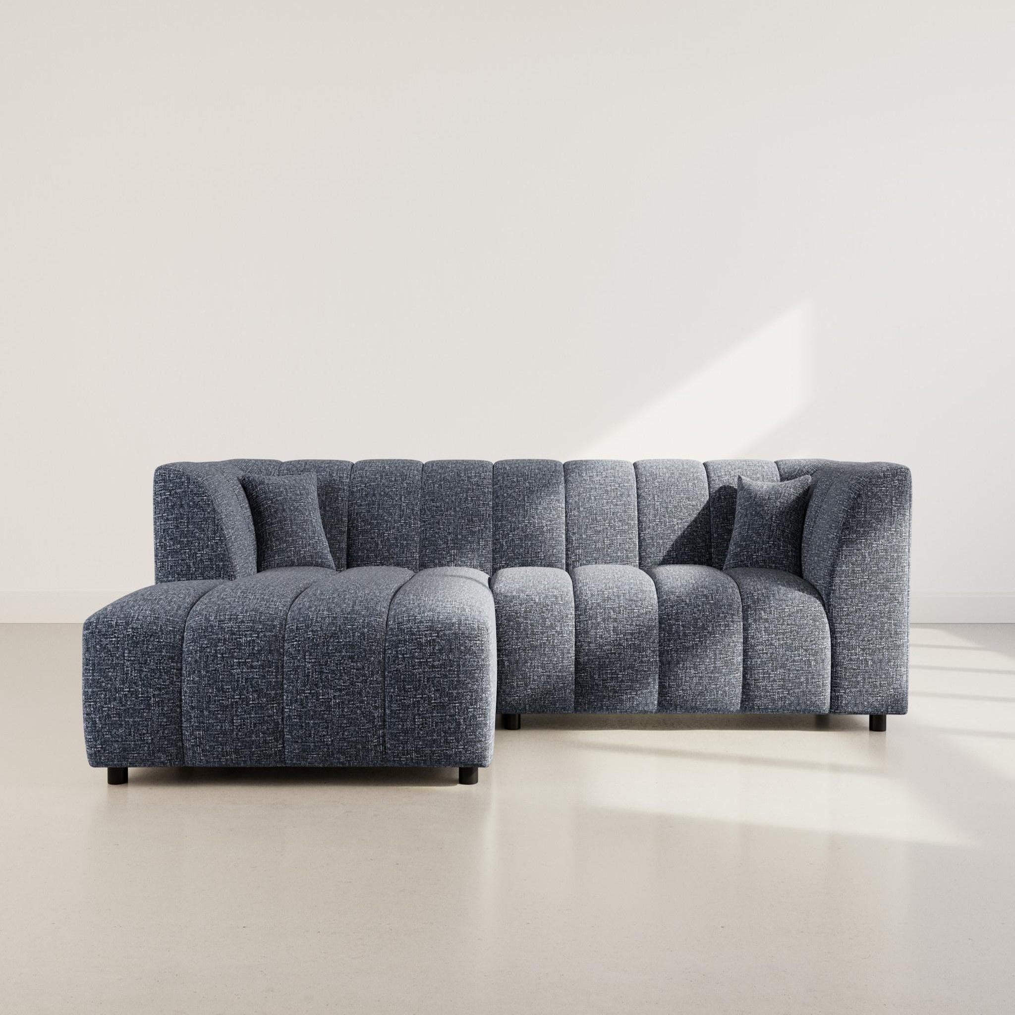 Voir la diapositive 2 : LISA DESIGN Curtis - canapé d'angle gauche 4 places avec accoudoir en tissu texturé