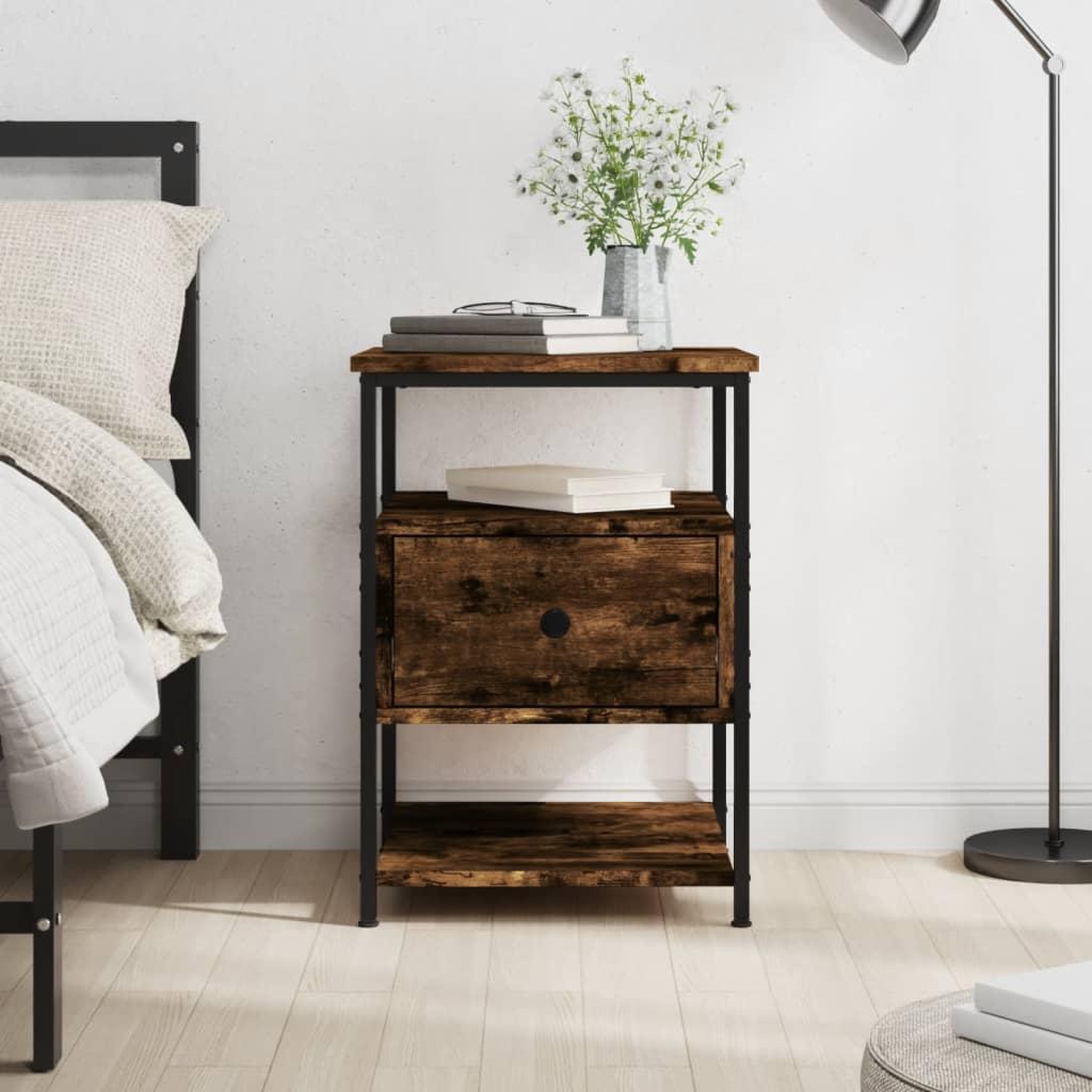 VIDAXL Table de chevet chene fume 40x42x56 cm bois d'ingenierie