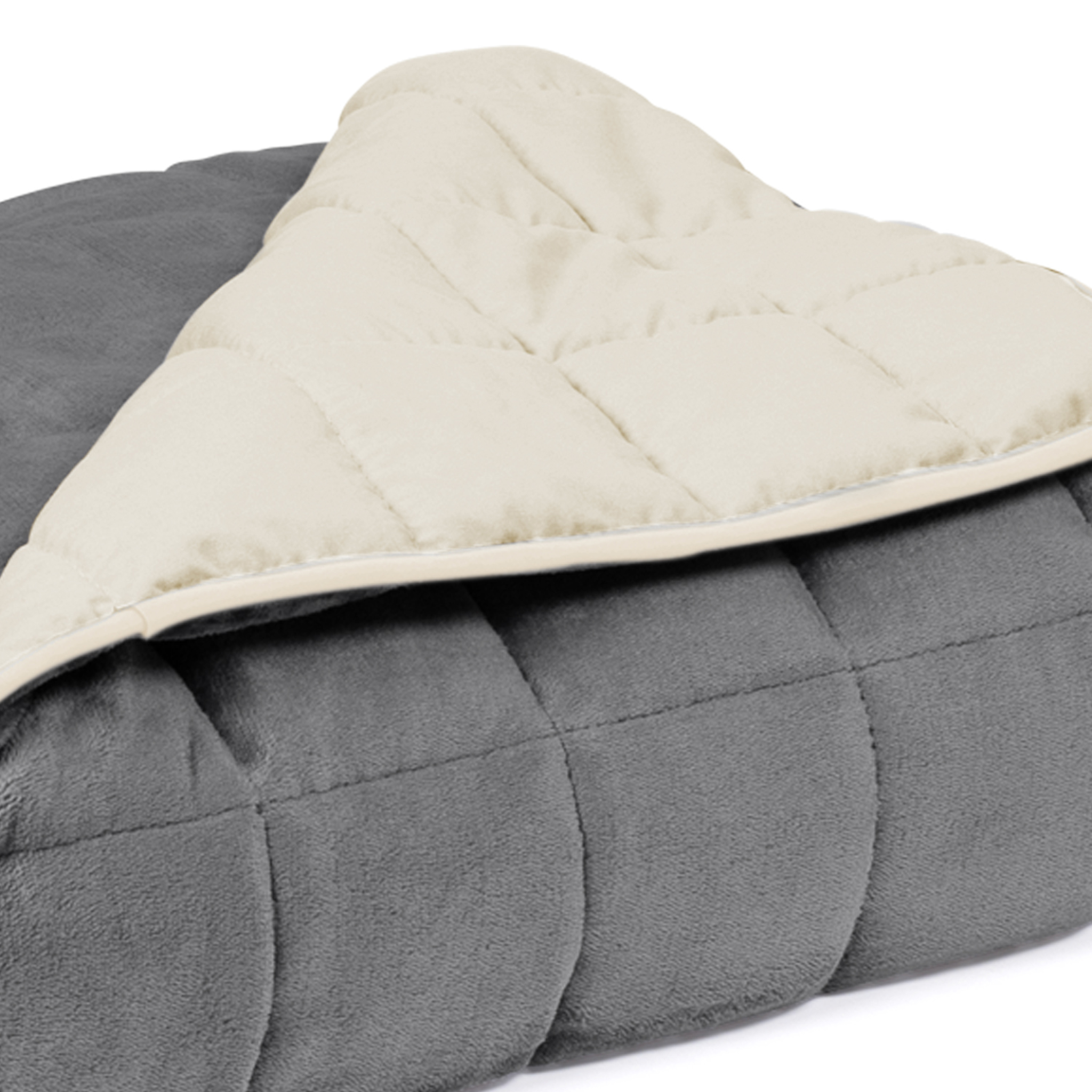 Voir la diapositive 4 : ID MARKET Couverture lestée 150x200 cm celeste bicolore gris et crème 7 kg