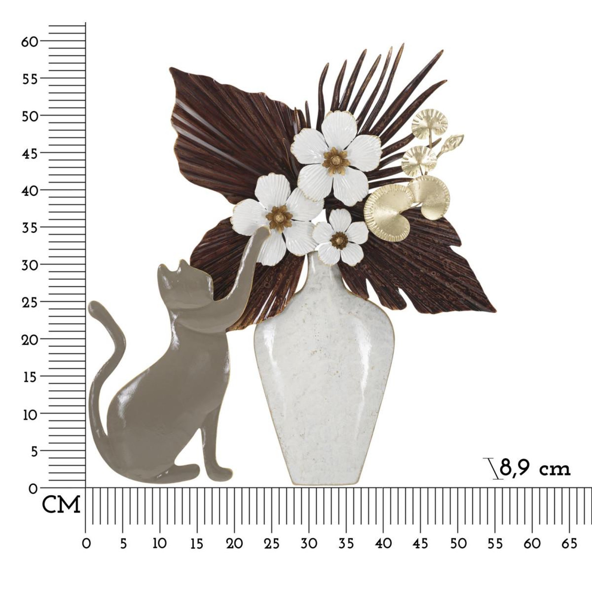 Voir la diapositive 6 : Paris Prix Décoration murale en métal  chat  59cm multicolore