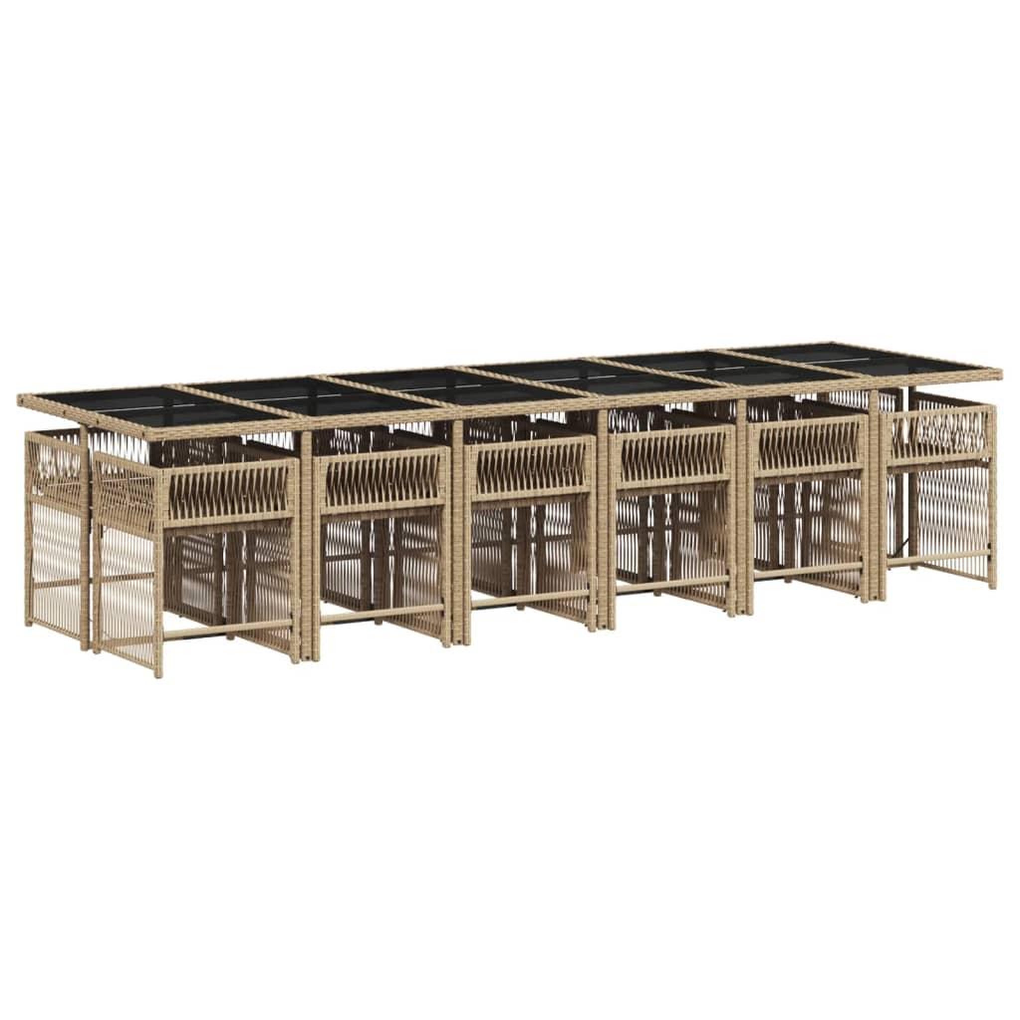 Voir la diapositive 3 : VIDAXL Ensemble a manger de jardin et coussins 13 pcs beige