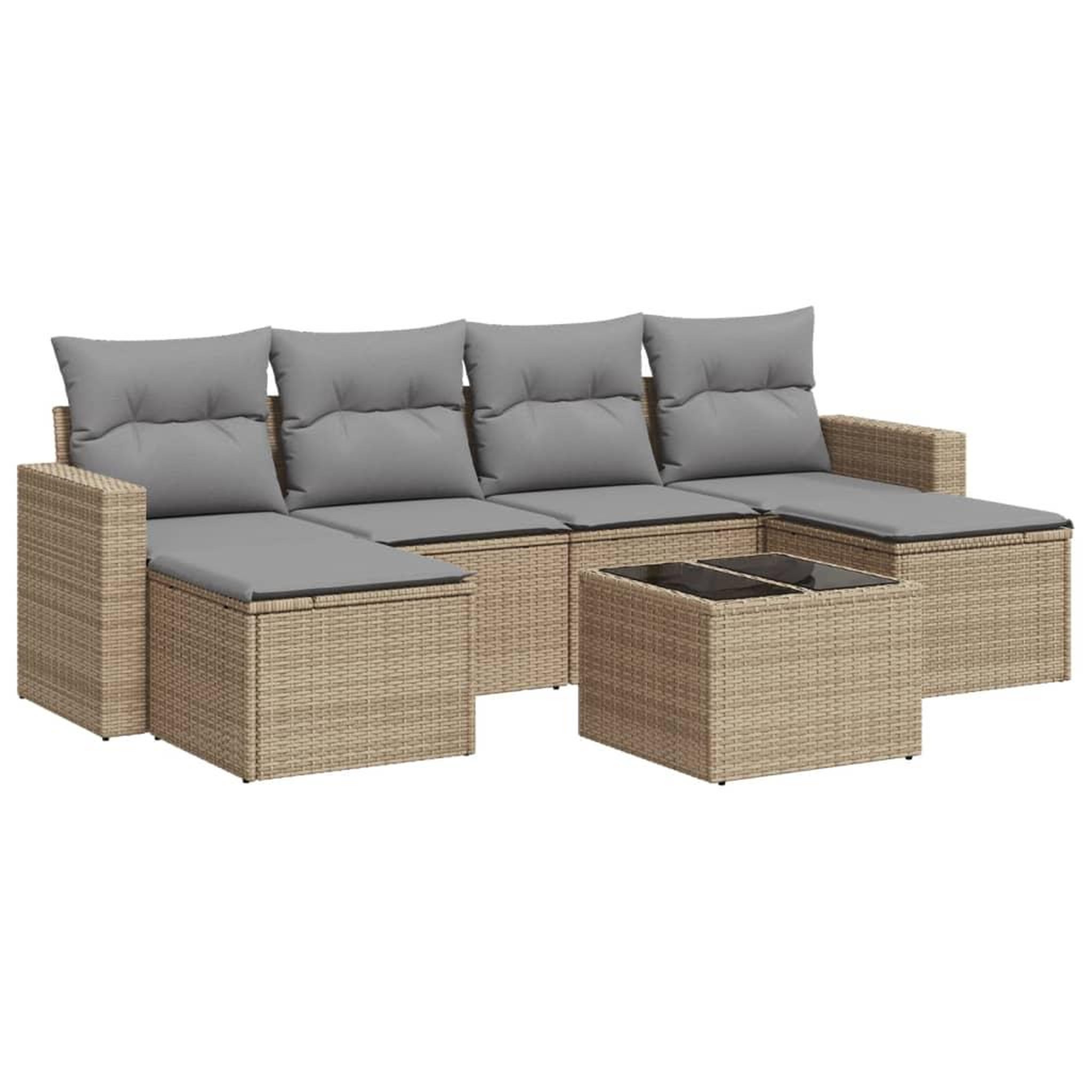 Voir la diapositive 2 : VIDAXL Salon de jardin avec coussins 7 pcs beige resine tressee