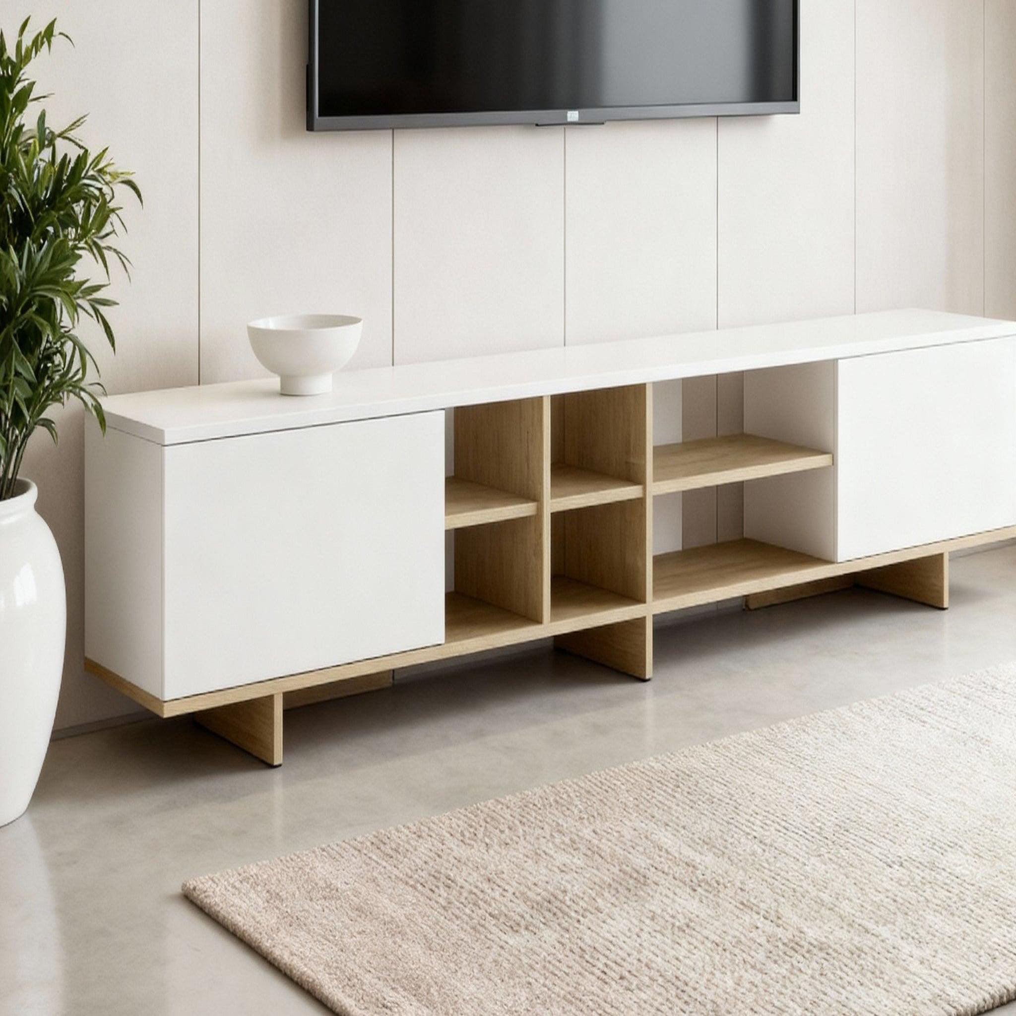Voir la diapositive 3 : CASANOVA PARIS Calyo - meuble tv 2 portes 230cm en mélamine