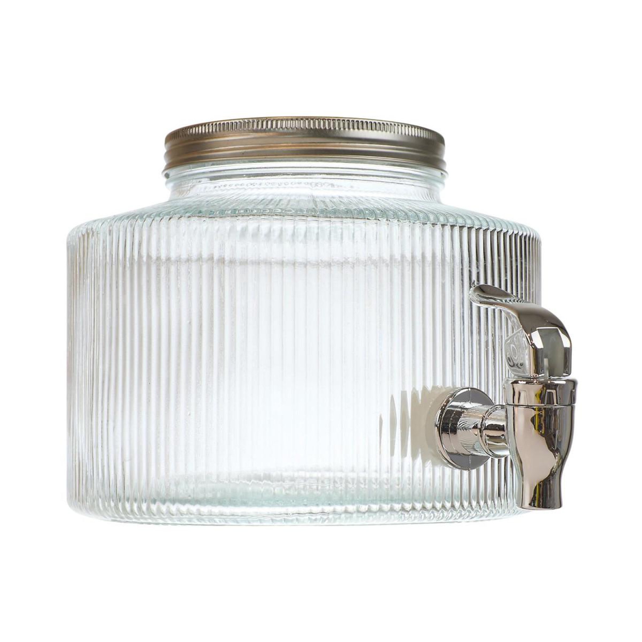 The Home Deco Factory Fontaine à boisson ronde  striée  2l transparent