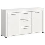 BEST MOBILIER Stafford - buffet bas - blanc - 3 tiroirs et 2 portes - 125 cm. Coloris disponibles : Blanc