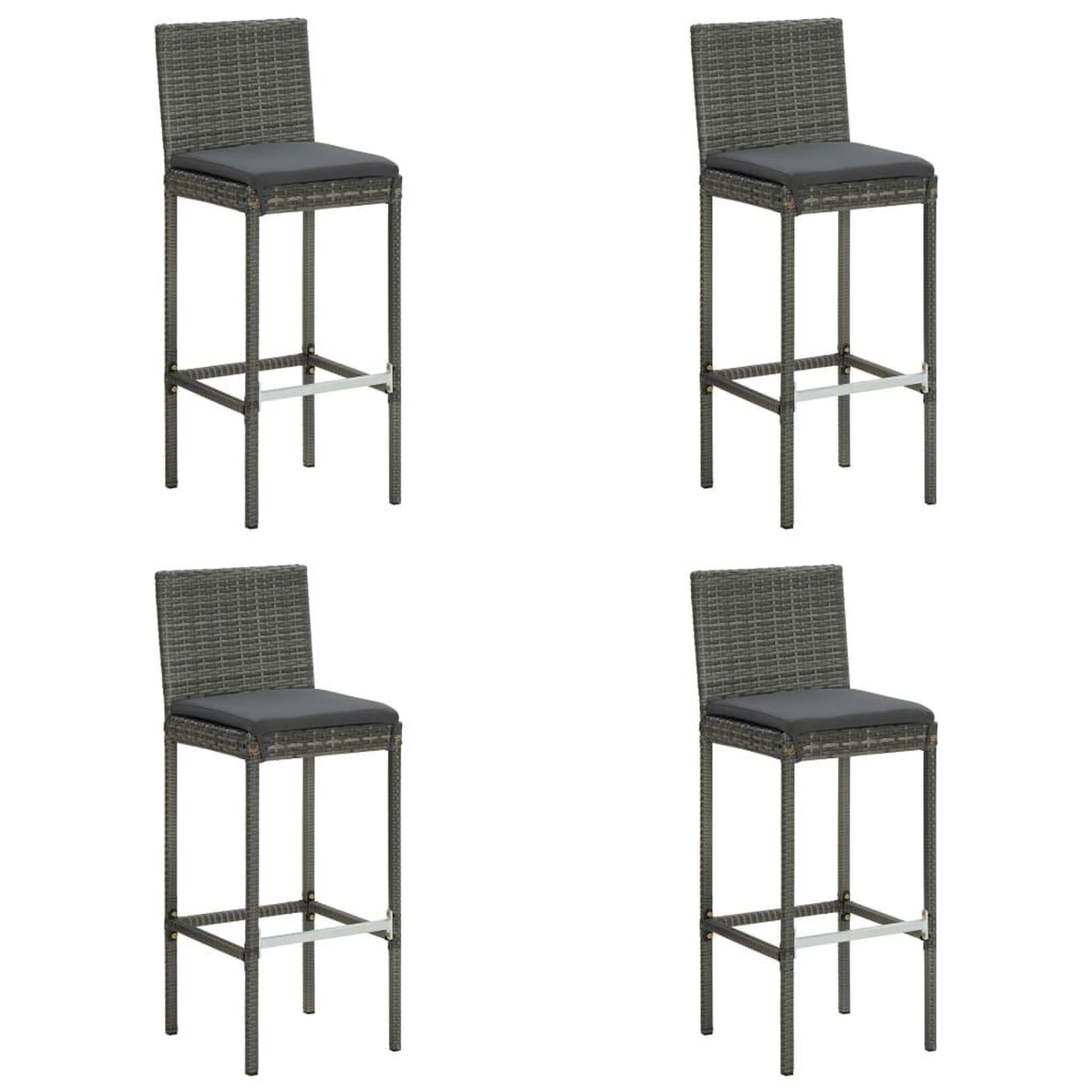 Voir la diapositive 5 : VIDAXL Ensemble de bar de jardin 5 pcs et coussins resine tressee gris