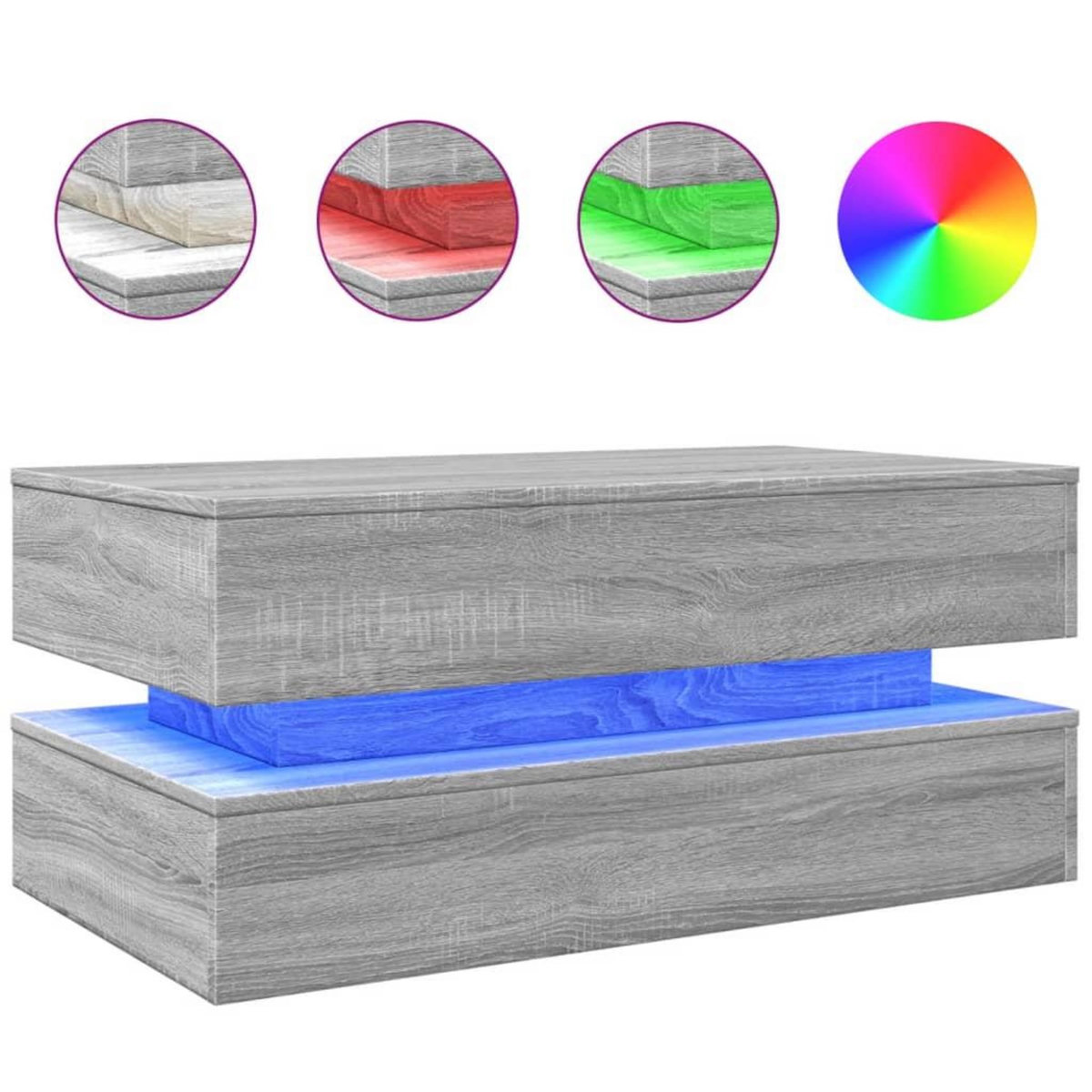 VIDAXL Table basse avec lumieres LED gris sonoma 90x50x40 cm