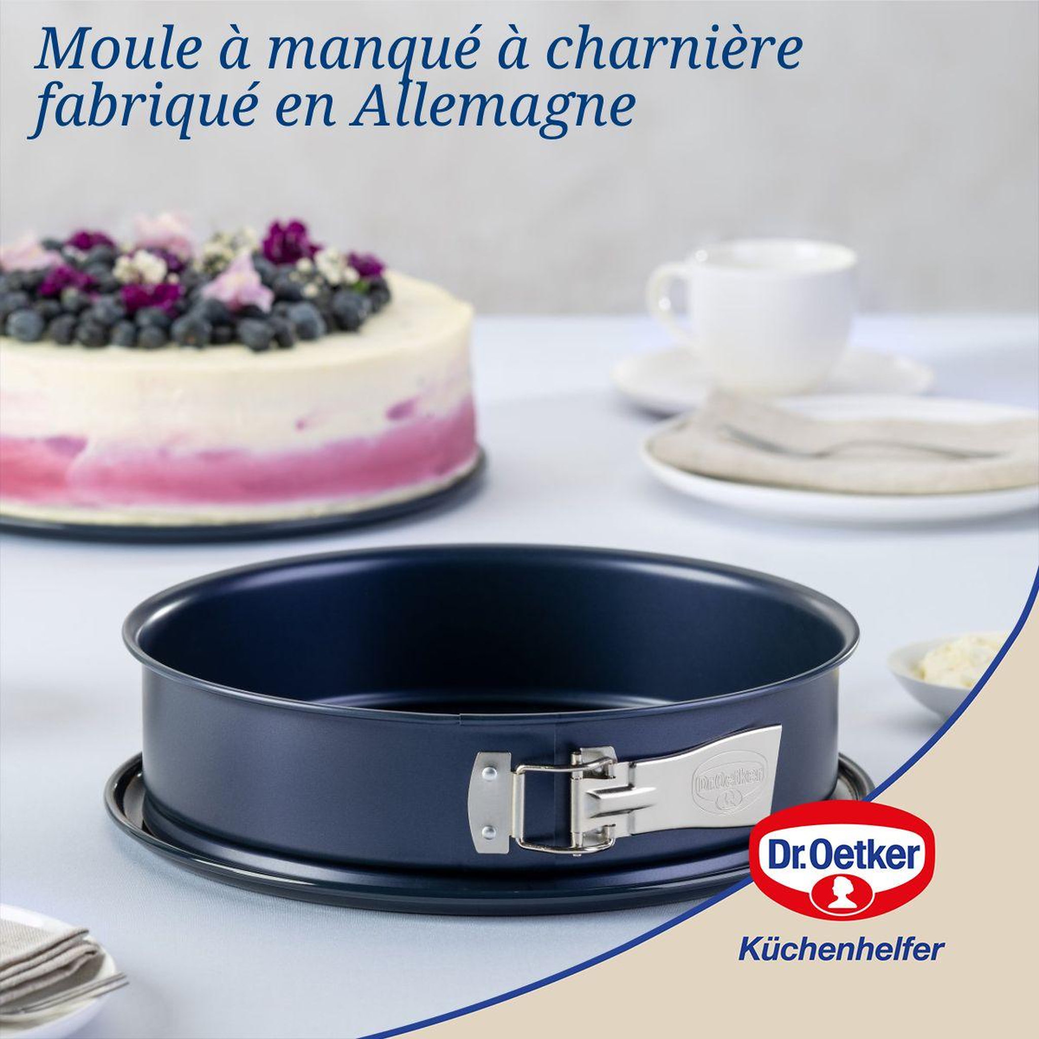Voir la diapositive 2 : DR.OETKER Lot de 2 moules à gâteaux 28/28 cm en acier dr oetker back-liebe