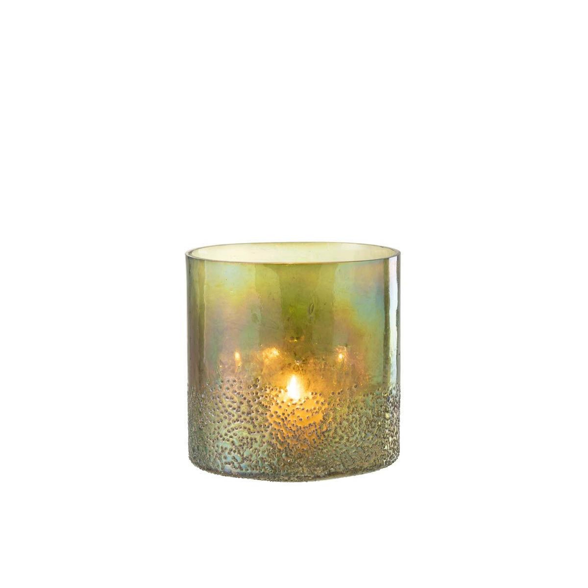 Voir la diapositive 2 : J-LINE Photophore déco en verre  ronny  27cm vert