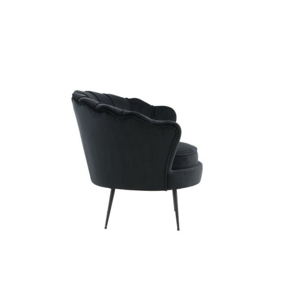 Paris Prix Fauteuil Coquillage en Velours  Calais  83cm Noir