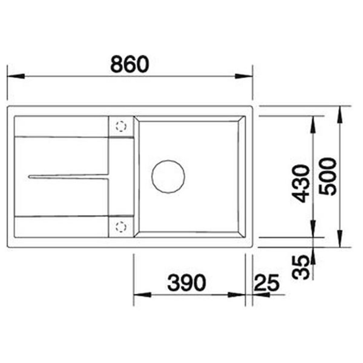 Blanco Evier à encastrer 50cm manuel anthracite avec siphon - 513221
