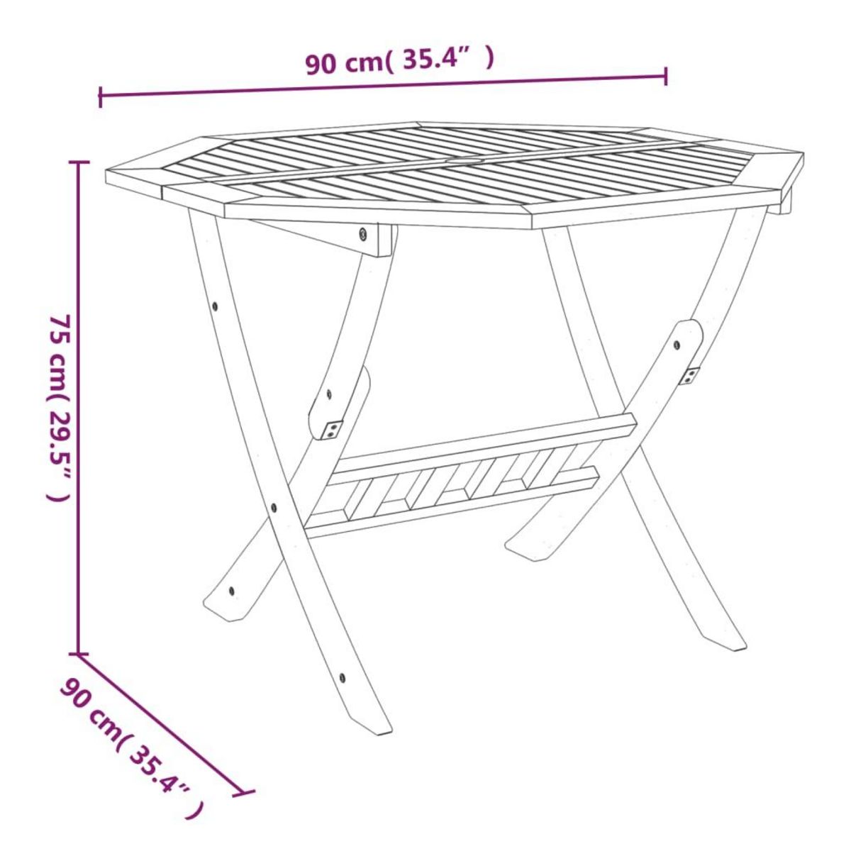 VIDAXL Table pliable de jardin 90x75 cm Bois d'acacia solide