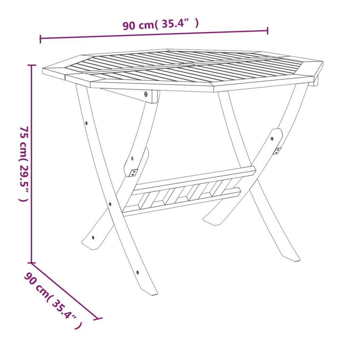 VIDAXL Table pliable de jardin 90x75 cm Bois d'acacia solide