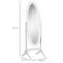 Voir la diapositive 3 : HOMCOM Miroir à pied ovale style shabby chic inclinaison réglable dim. 47L x 45l x 154H cm MDF blanc