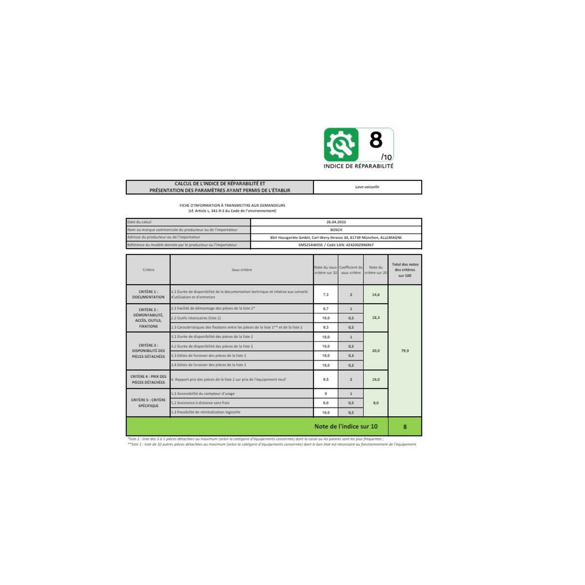 BOSCH Lave-vaisselle 60cm 12 couverts 48db - SMS25AW05E