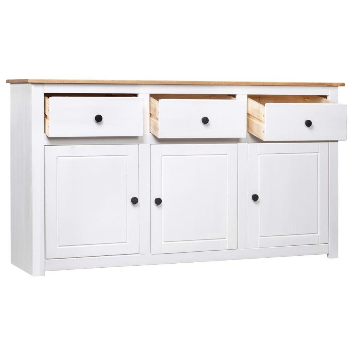 VIDAXL Buffet Blanc 135x40x80 cm Pin solide Gamme Panama