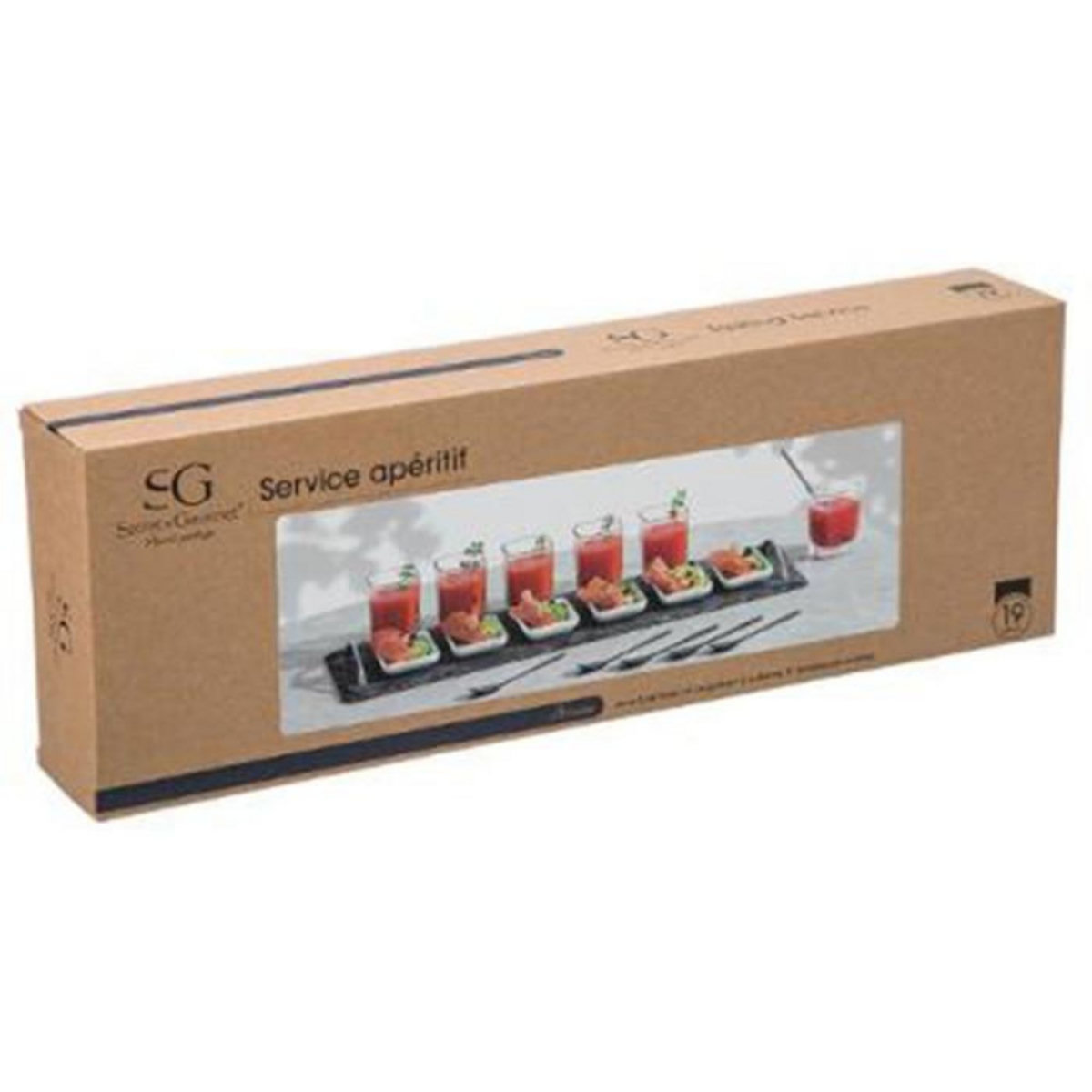 SECRET DE GOURMET Set Apéritif 19 Pièces  Long  45cm Noir
