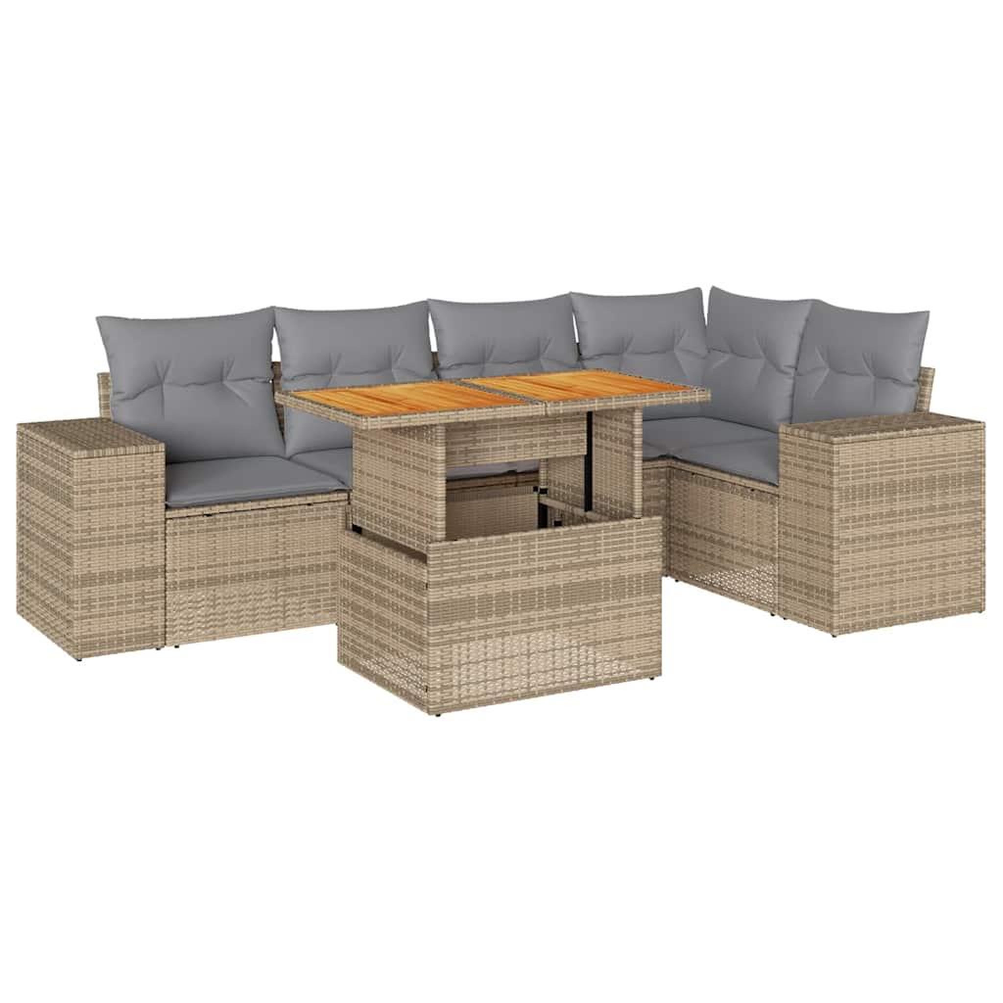 Voir la diapositive 2 : VIDAXL Salon de jardin avec coussins 6 pcs beige resine tressee