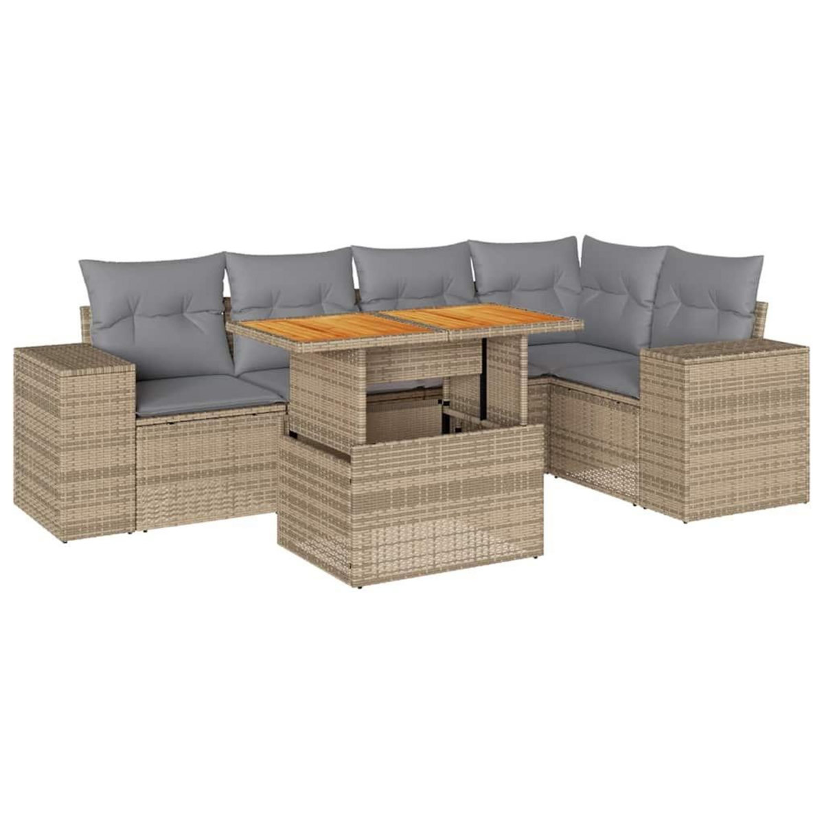 VIDAXL Salon de jardin avec coussins 6 pcs beige resine tressee