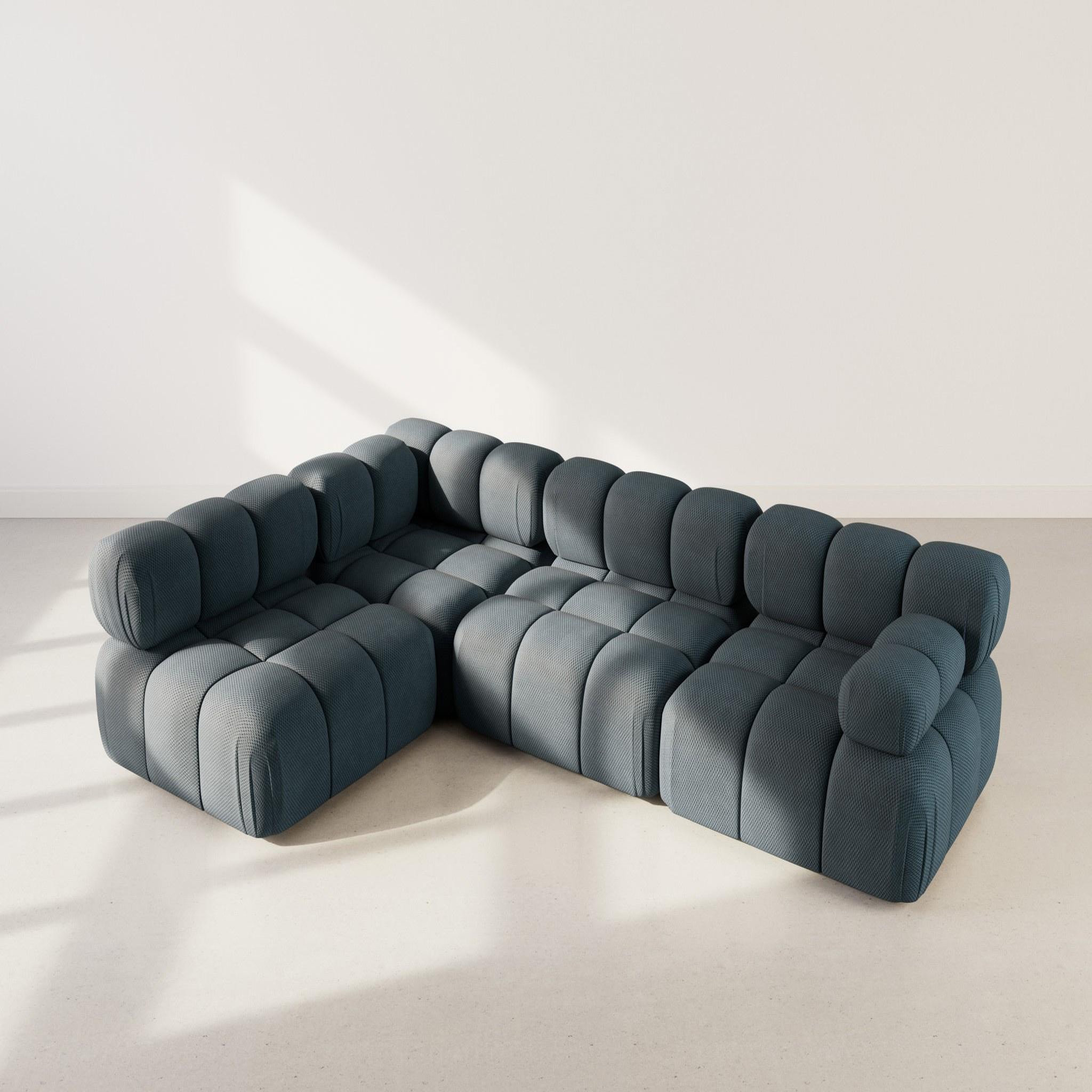 Voir la diapositive 3 : LISA DESIGN Ruby - canapé modulable d'angle gauche 5 places en velours texturé