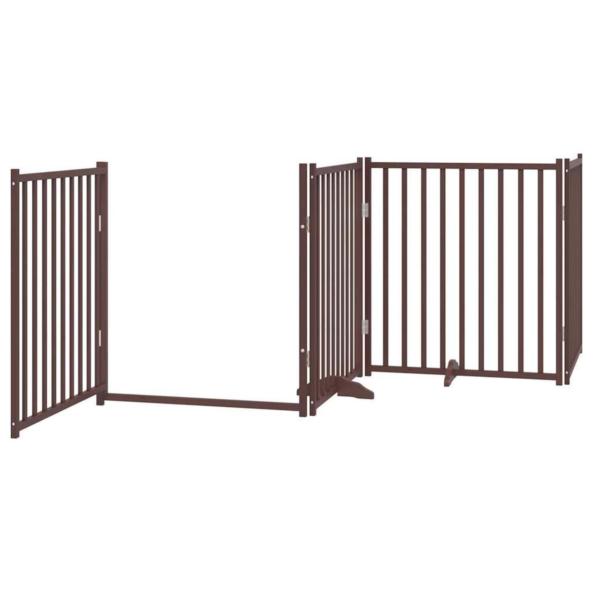 Voir la diapositive 4 : VIDAXL Barriere pour chiens avec porte 4 panneaux bois de sapin massif